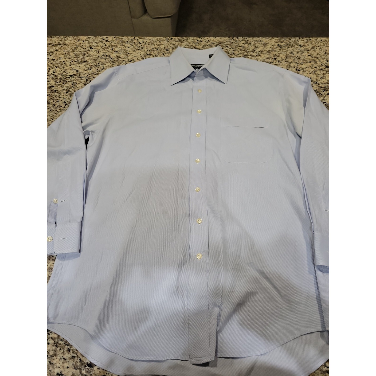 Hickey Freeman Men's Arctic Blue Striped Cotton Dress Shirt 16 X 33